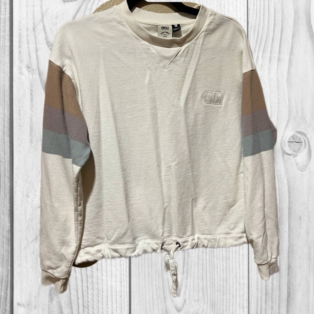 Picture don’t panic go organic Cream Crewneck Sweatshirt size M casual